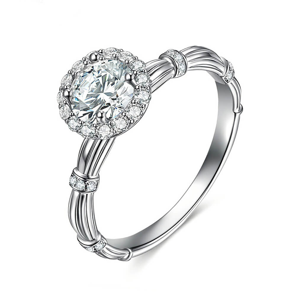 Milan Cathedral Halo Moissanite Bundle Engagement Ring - Image 2