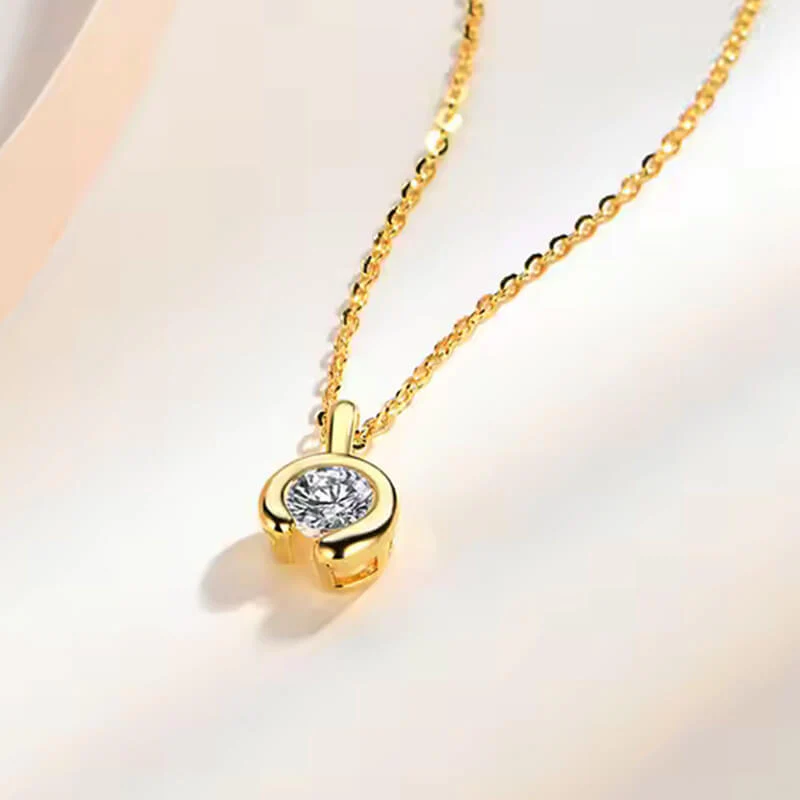 Minimalist Half Bezel Moissanite Necklace In Sterling Silver - Image 2