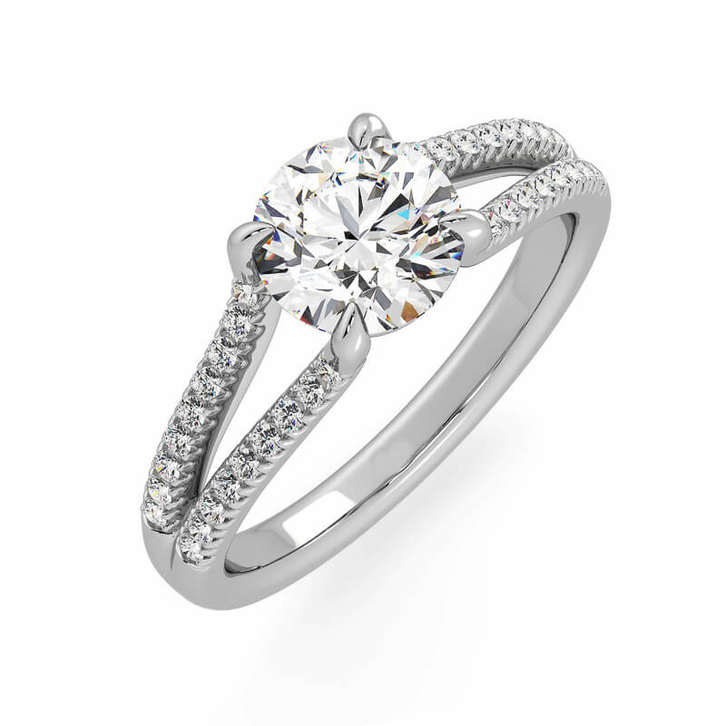 Moissanite Eagle Prong Split Shank Pave Engagement Ring - Image 2
