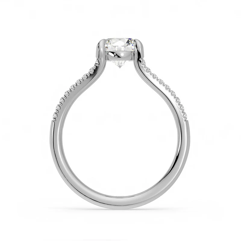 Moissanite Eagle Prong Split Shank Pave Engagement Ring - Image 4