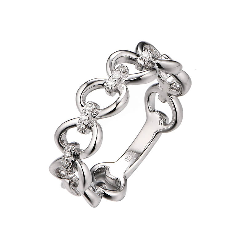 Moissanite Interlocking Pave Half Eternity Wedding Band - Image 2