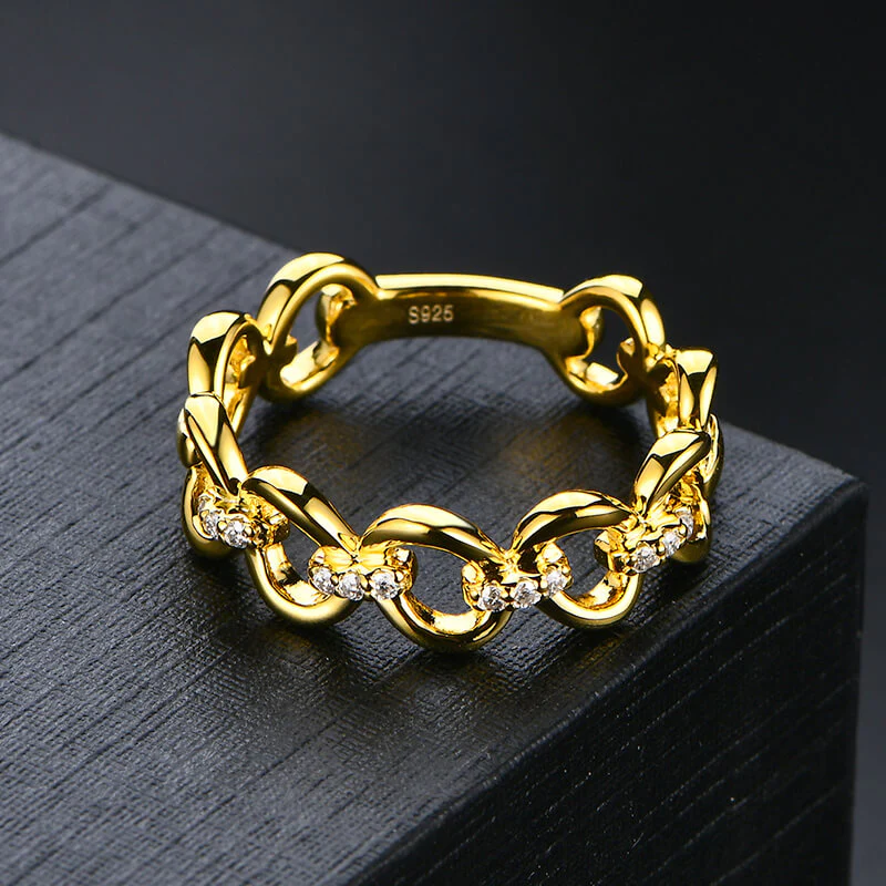 Moissanite Interlocking Pave Half Eternity Wedding Band - Image 5