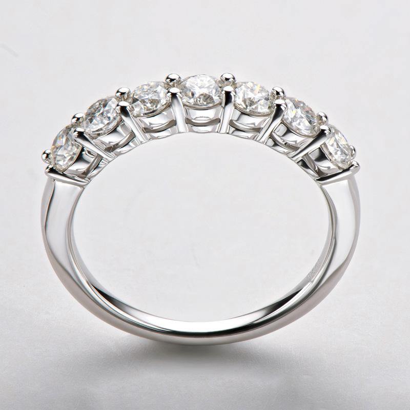 Round Moissanite Sterling Silver Wedding Band Stackable Ring - Image 4