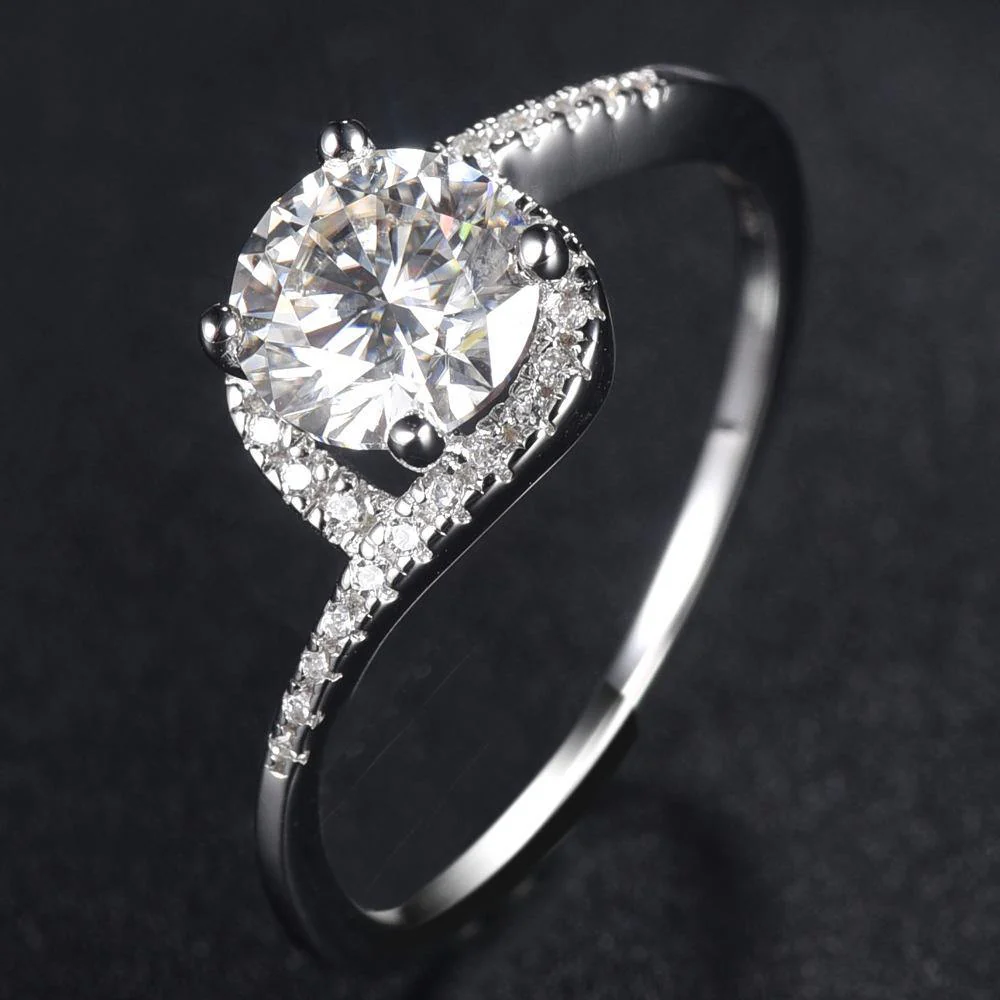 Moissanite Fashion Twisted Halo Sterling Silver Ring - Image 6