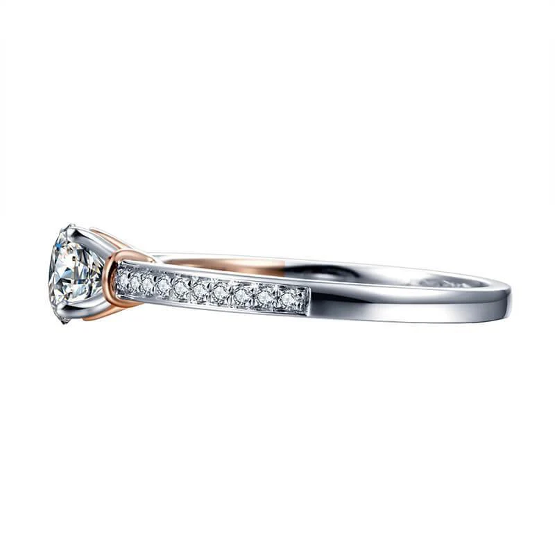 Moissanite Luxury Two Tone Pave Sterling Silver Ring - Image 7