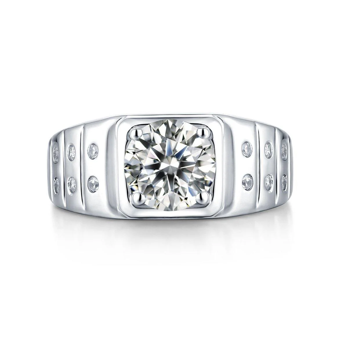 Moissanite Series Sterling Silver Ring For Men ONE SIZE Adjustable - Image 6