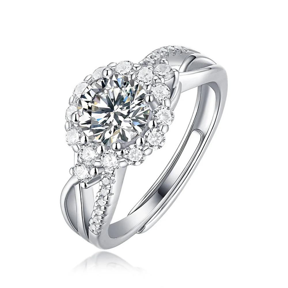 Moissanite Series Sterling Silver Ring For Women ONE SIZE Adjustable - Image 5