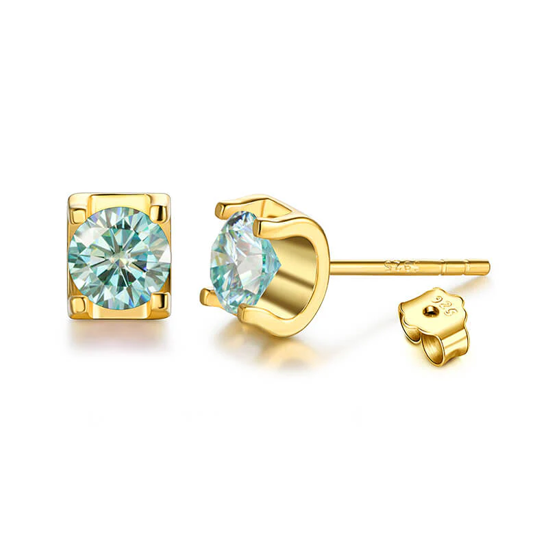 Moissanite Series Sweet Cube Sugar Sterling Silver Stud Earrings - Image 7