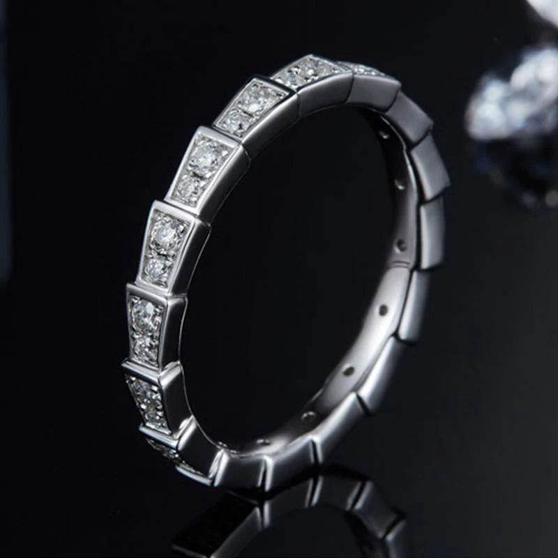 Moissanite snake bone sterling silver wedding Band Stackable Ring - Image 2