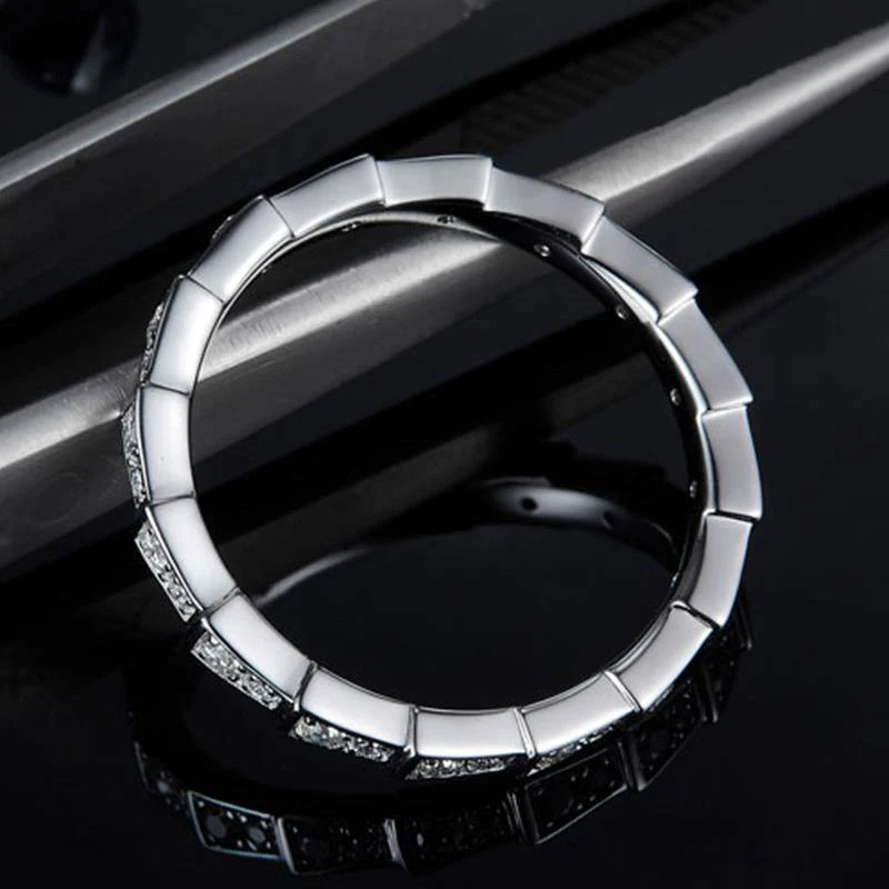 Moissanite snake bone sterling silver wedding Band Stackable Ring - Image 3