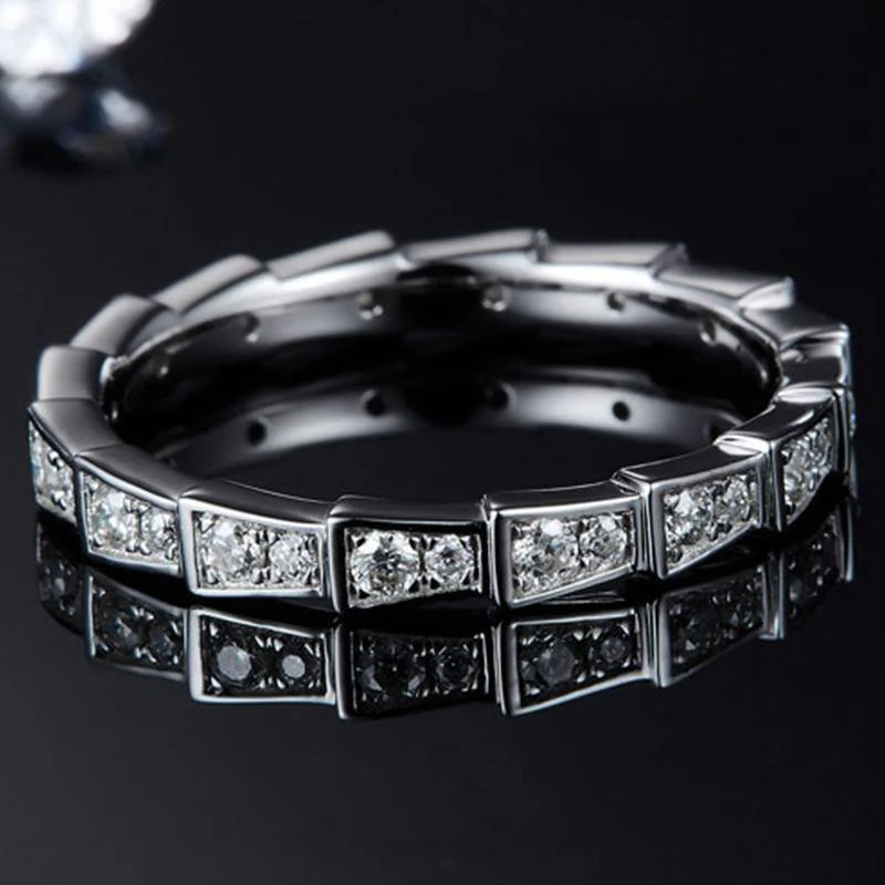 Moissanite snake bone sterling silver wedding Band Stackable Ring - Image 4