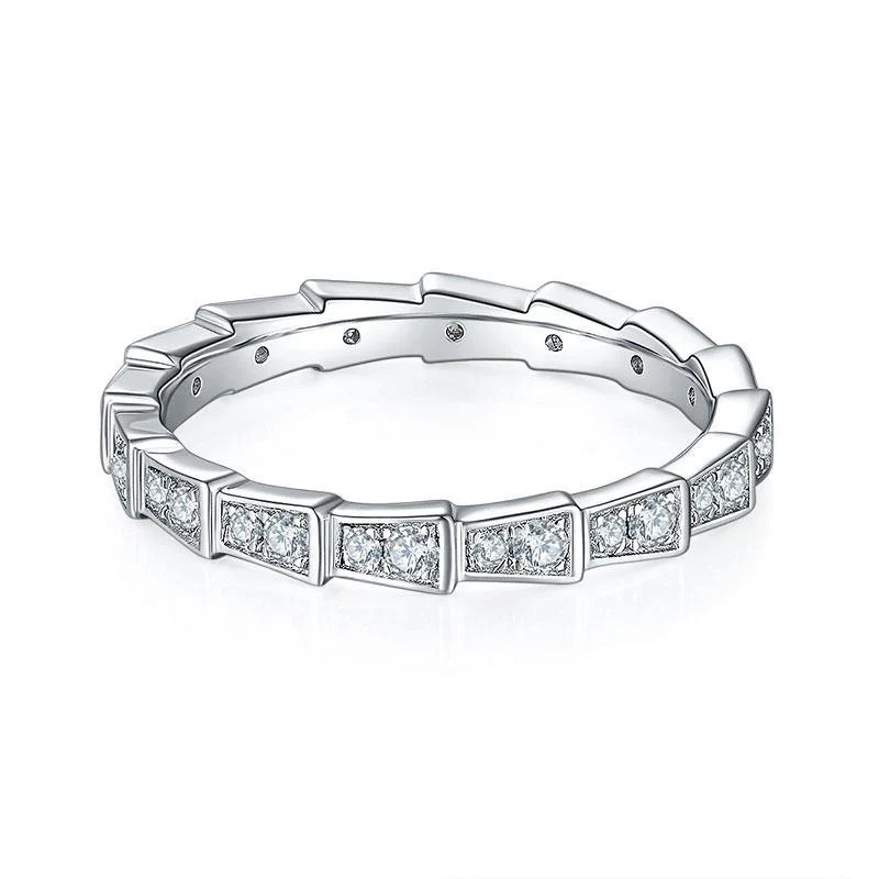 Moissanite snake bone sterling silver wedding Band Stackable Ring - Image 5