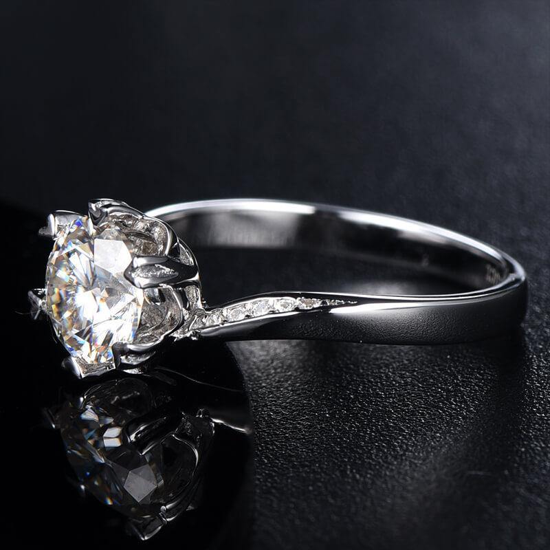 Moissanite Snowflake Side Stone Sterling Silver Wedding Ring - Image 6