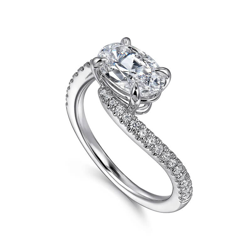 Oval Cut Moissanite Bypass Pave Engagement Ring - Image 2