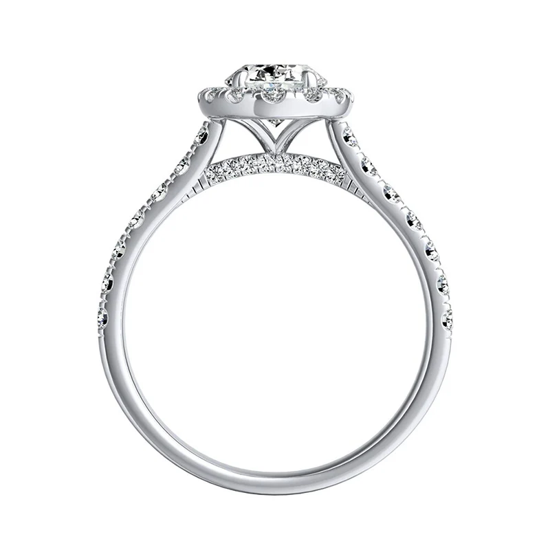 Oval Halo Moissanite Pave Gold Engagement Ring - Image 4
