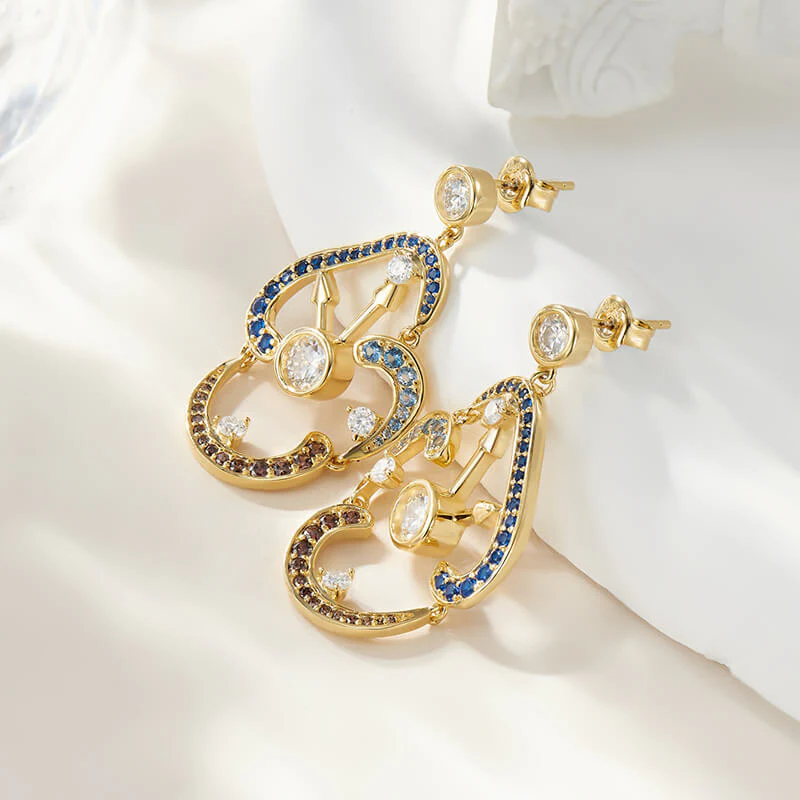Paintings "The Persistence of Memory" Inspired Moissanite Clock Drop Earrings - Image 3