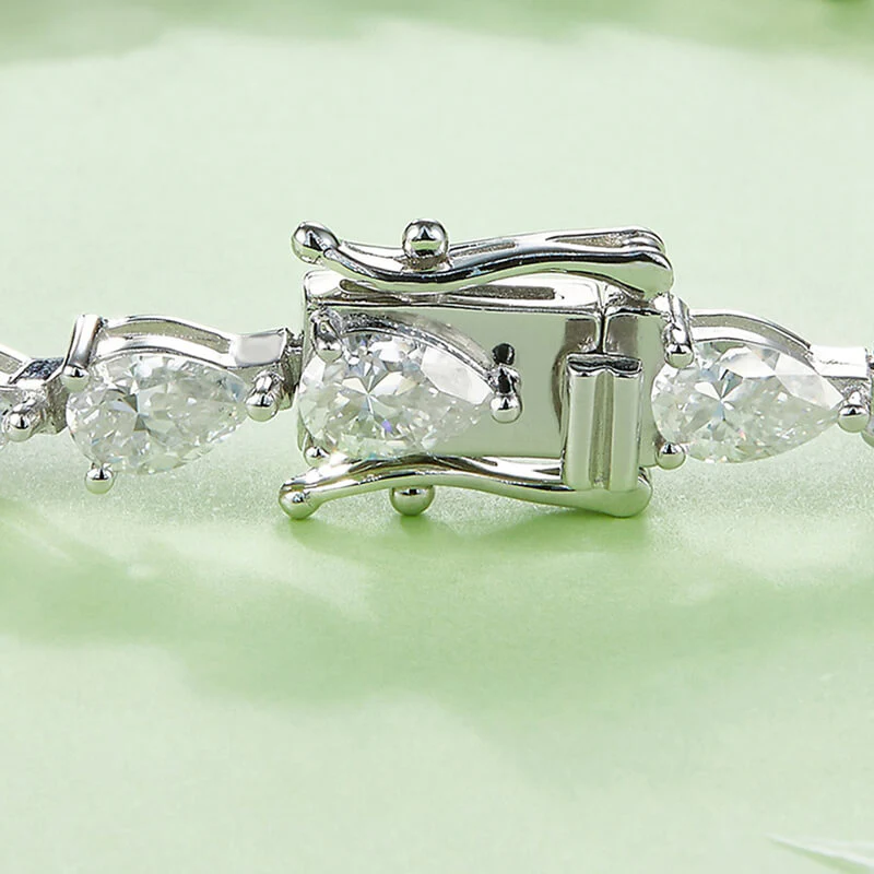 Pear Cut Moissanite Tennis Sterling Silver Bracelet - Image 4