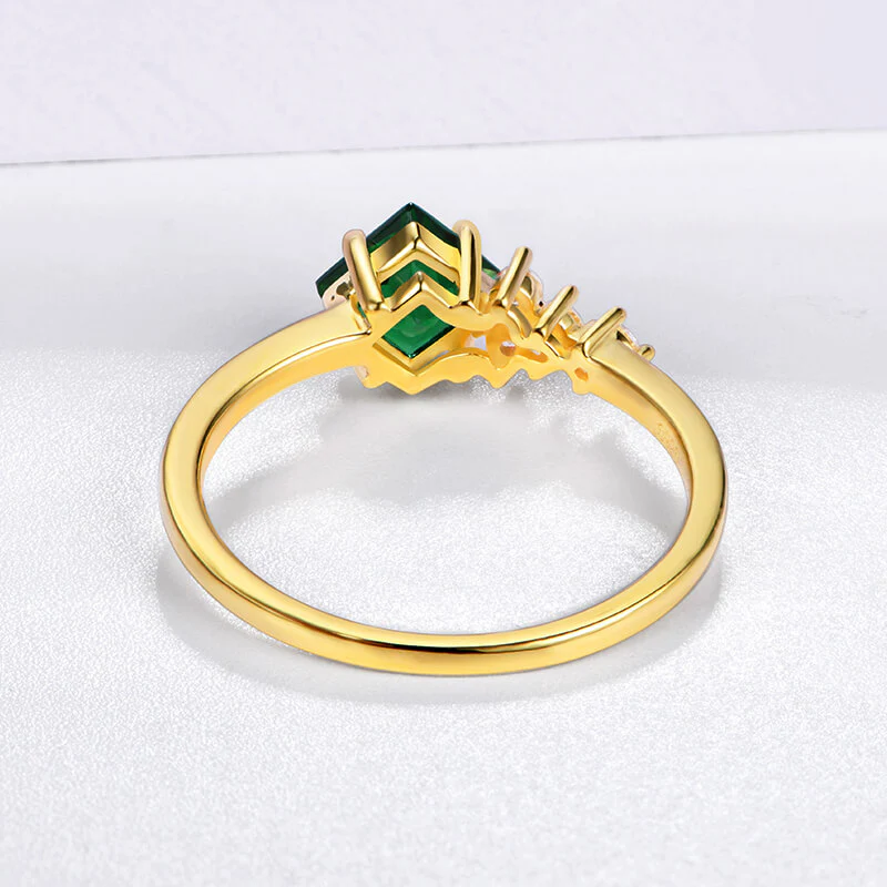 Princess Cut Emerald Cluster Sterling Silver Ring - Image 4