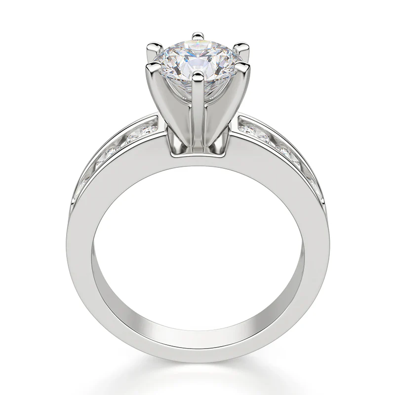 Round Cut Moissanite Channel Set Engagement Ring - Image 4