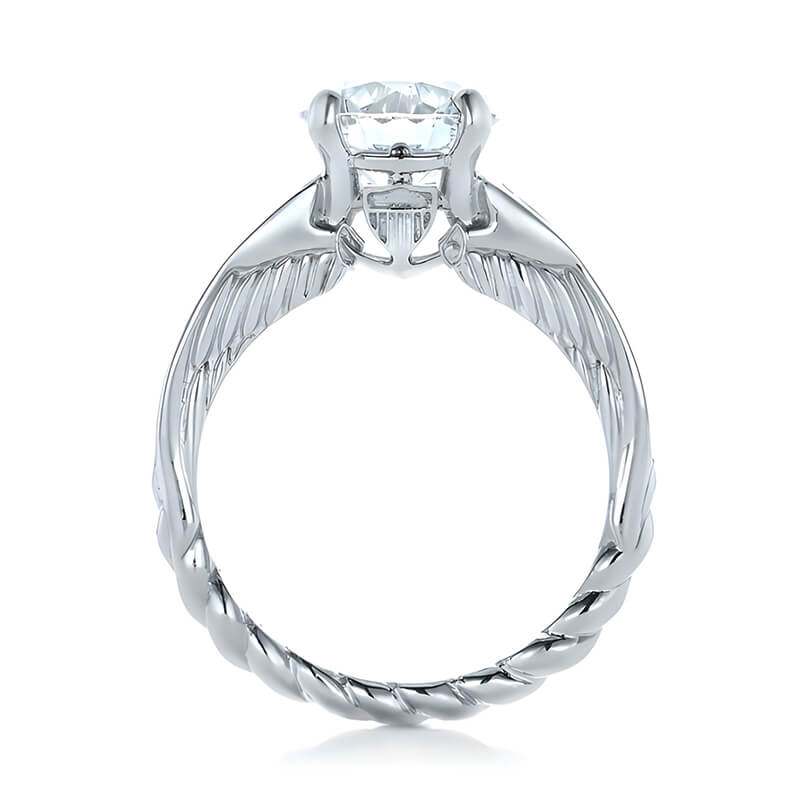 Round Cut Moissanite Graduated Channel Set Rope Twist Engagement Ring - Image 3