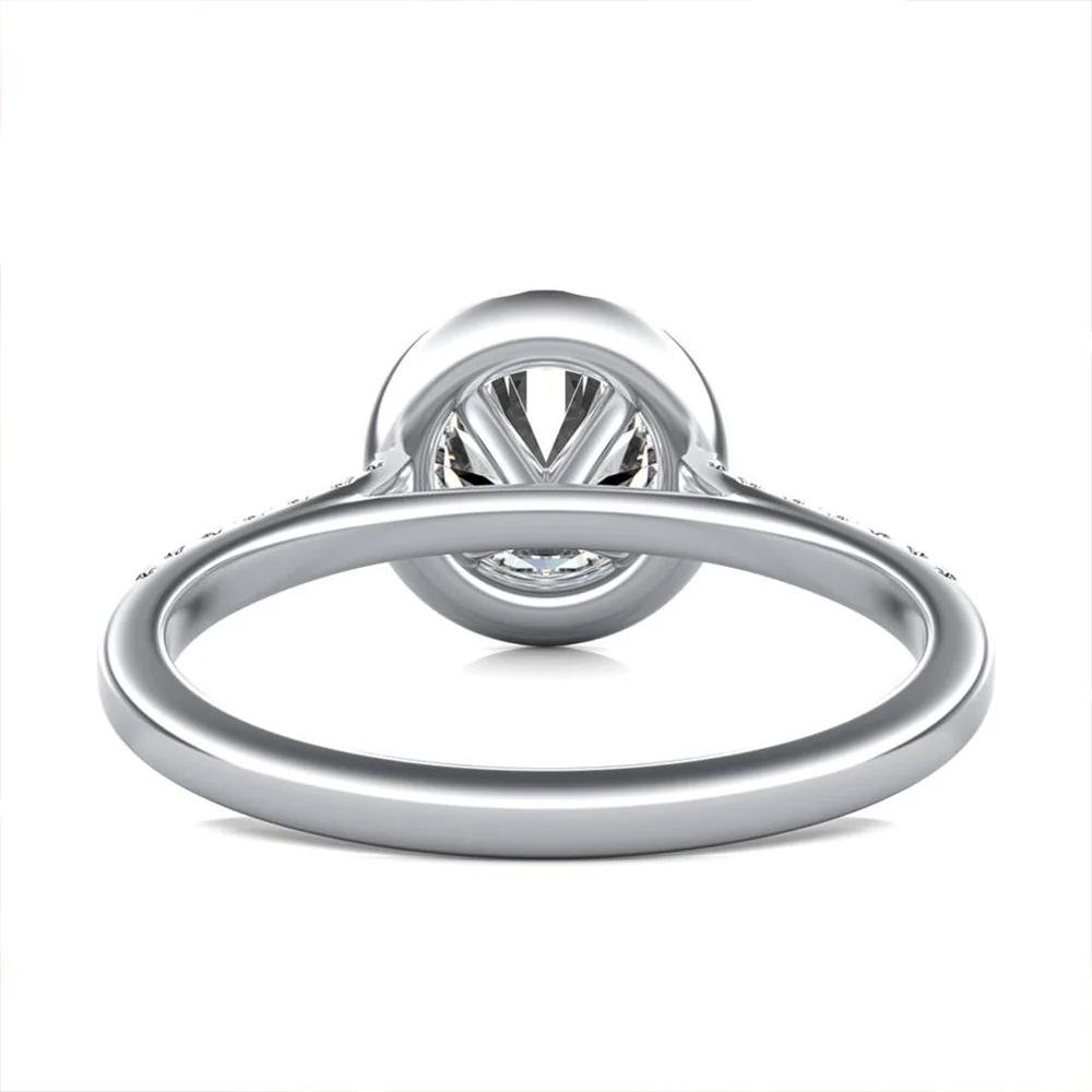 Round Halo Moissanite Pave Engagement Ring - Image 5
