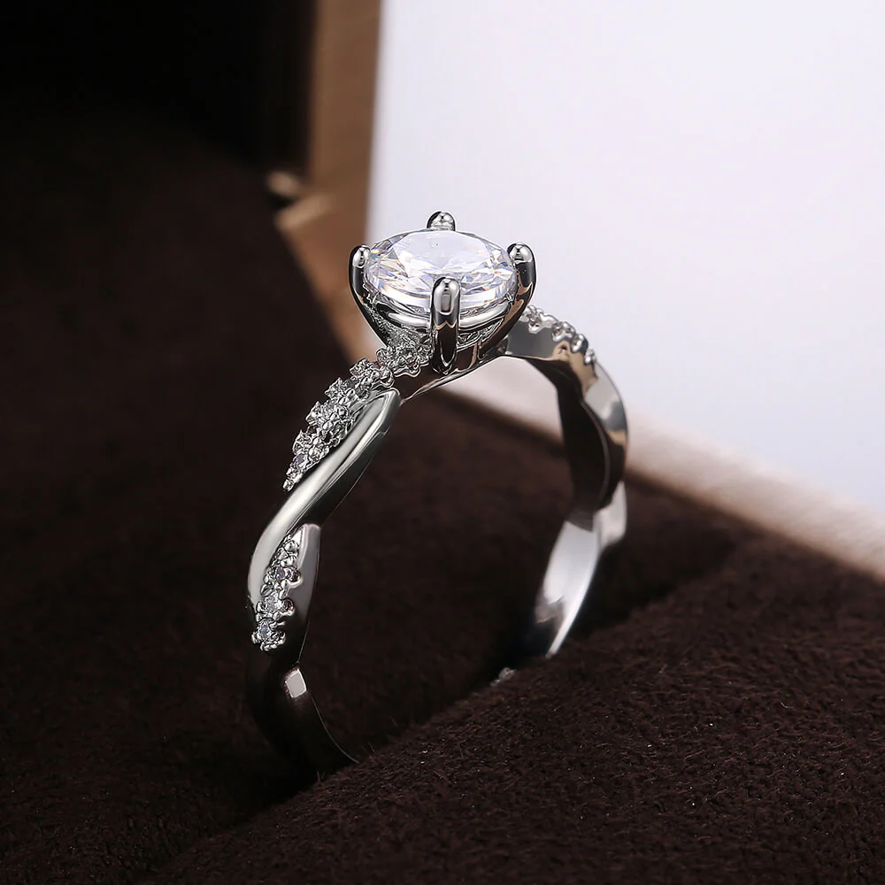 Round Moissanite Infinity Petite Twisted Vine Engagement Ring - Image 6