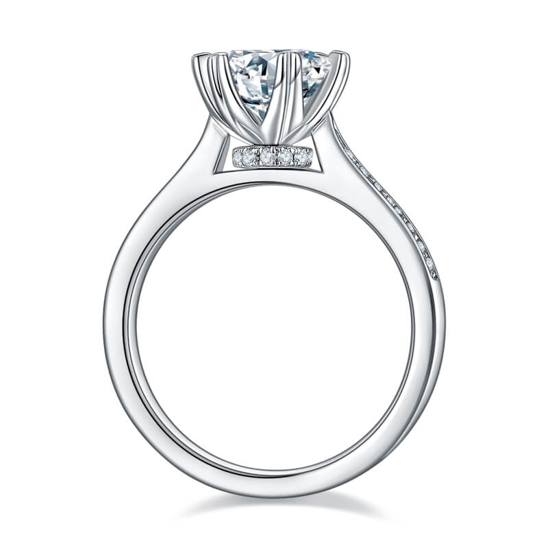 Round Moissanite Lucky Channel Sterling Silver Ring - Image 6