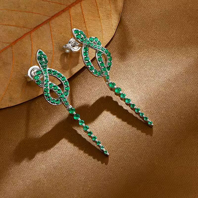 Snake Earrings Green Nano Gemstone In Sterling Silver - Image 4
