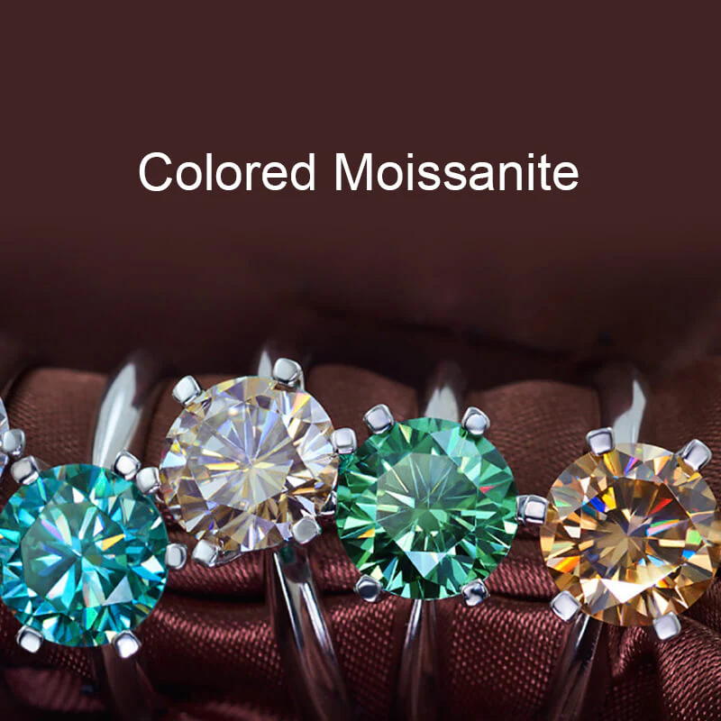 Solitaire Colored Moissanite Six Prong Engagement Ring - Image 5