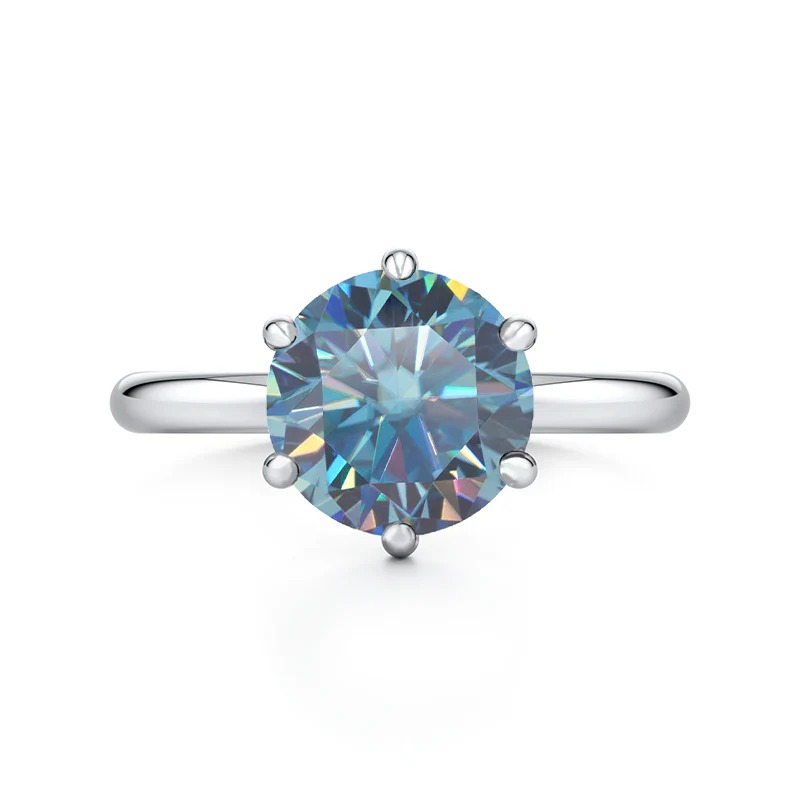 Solitaire Colored Moissanite Six Prong Engagement Ring - Image 7