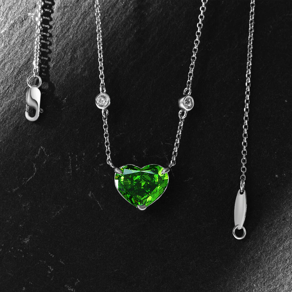 Solitaire Heart-Shaped Lab-Sapphire Sterling Silver Necklace - Image 5
