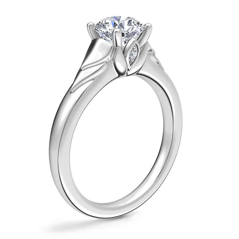 Solitaire Moissanite Chevron Engagement Ring - Image 2