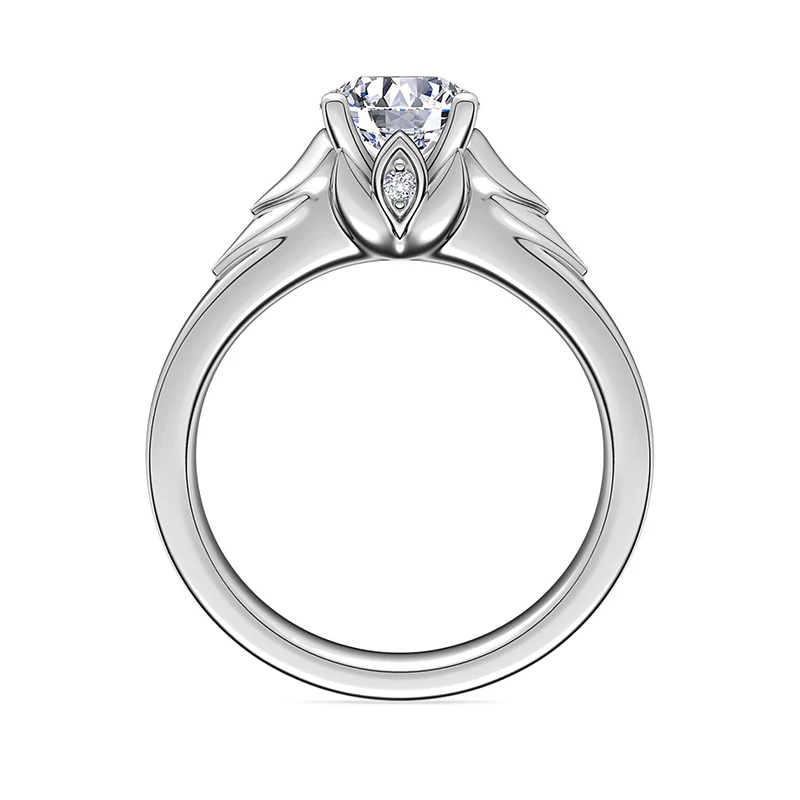 Solitaire Moissanite Chevron Engagement Ring - Image 4