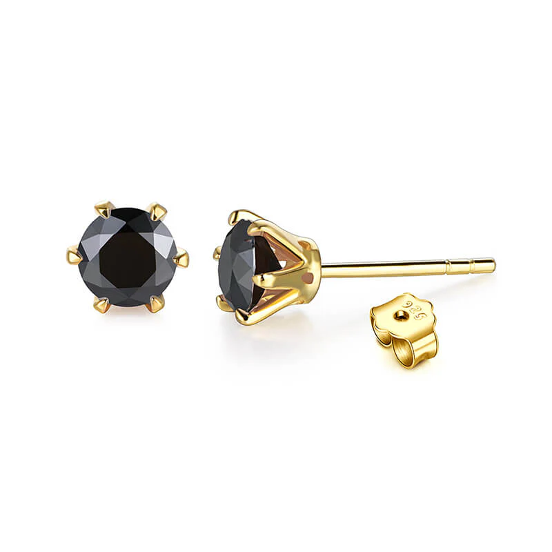 Solitaire Moissanite Six Prong Sterling Silver Stud Earrings - Image 8