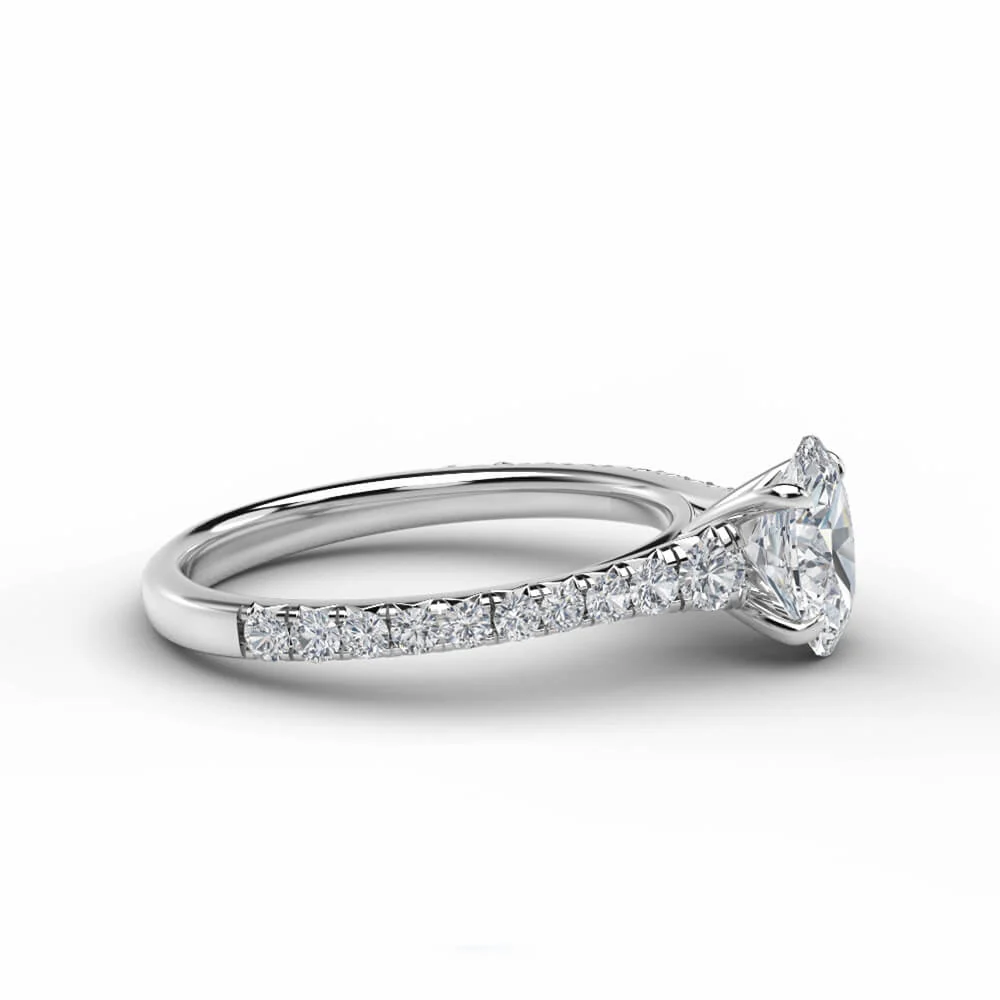 Solitaire Oval Cut Moissanite Pave Gold Engagement Ring - Image 4