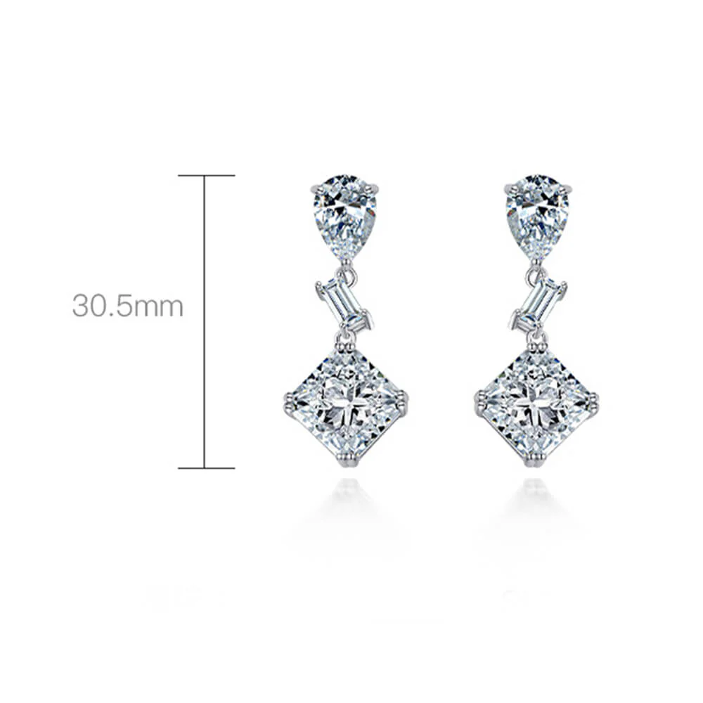 Solitaire Princess-Cut Lab-Sapphire Sterling Silver Drop Earrings - Image 7