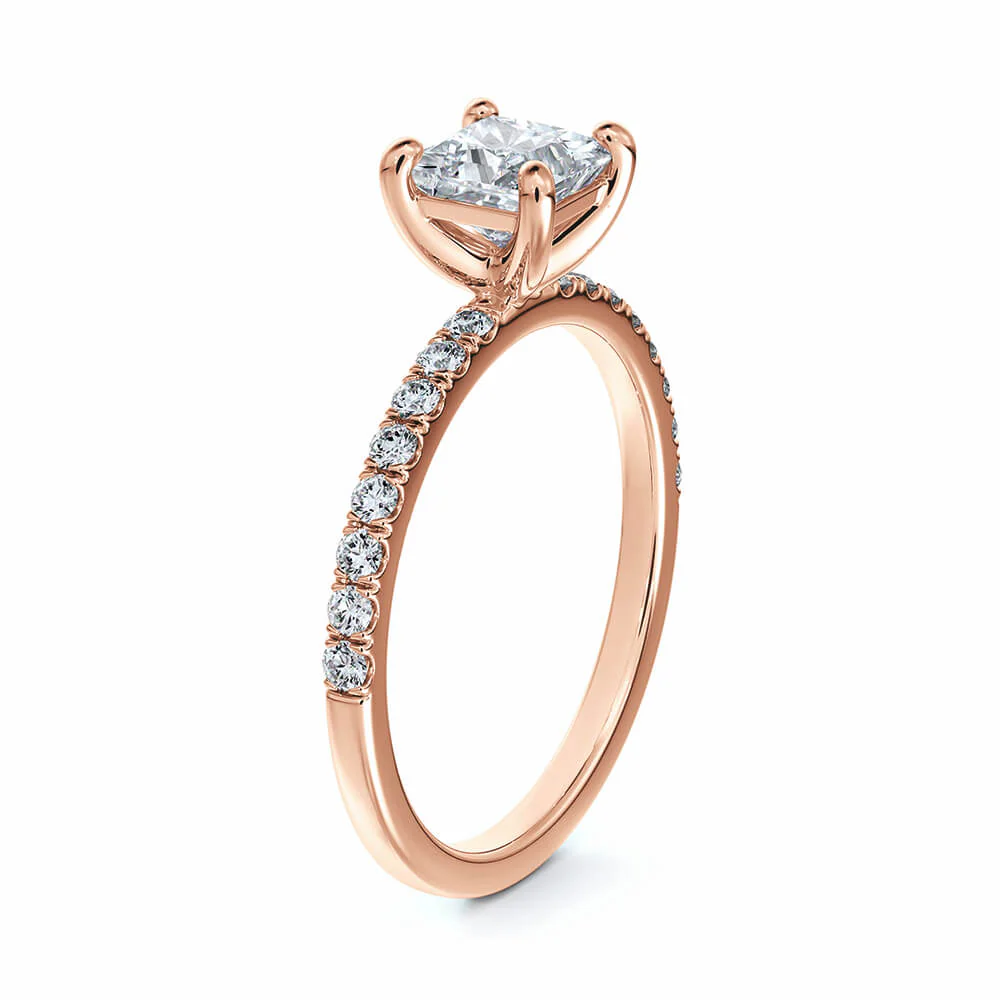 Solitaire Princess Cut Moissanite Pave Gold Engagement Ring - Image 2