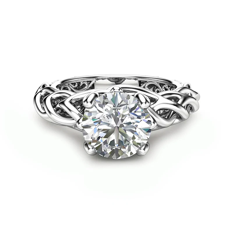 Solitaire Round Moissanite Braided Twisted Celtic Engagement Ring