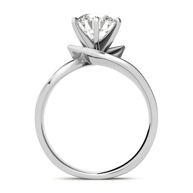 Solitaire Round Moissanite Concave Wide Band Engagement Ring - Image 2