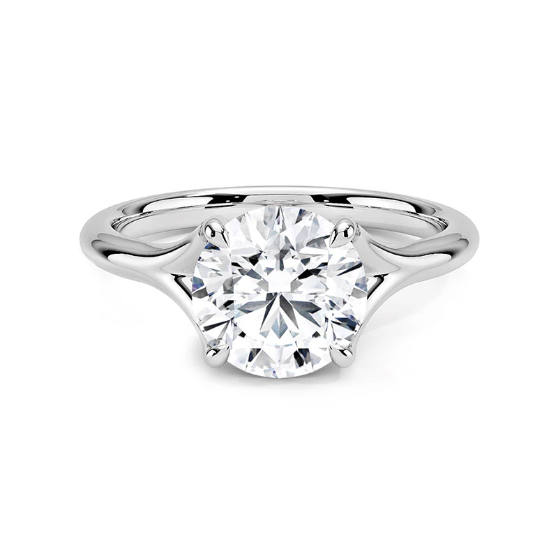 Solitaire Round Moissanite Petite Split Shank Engagement Ring