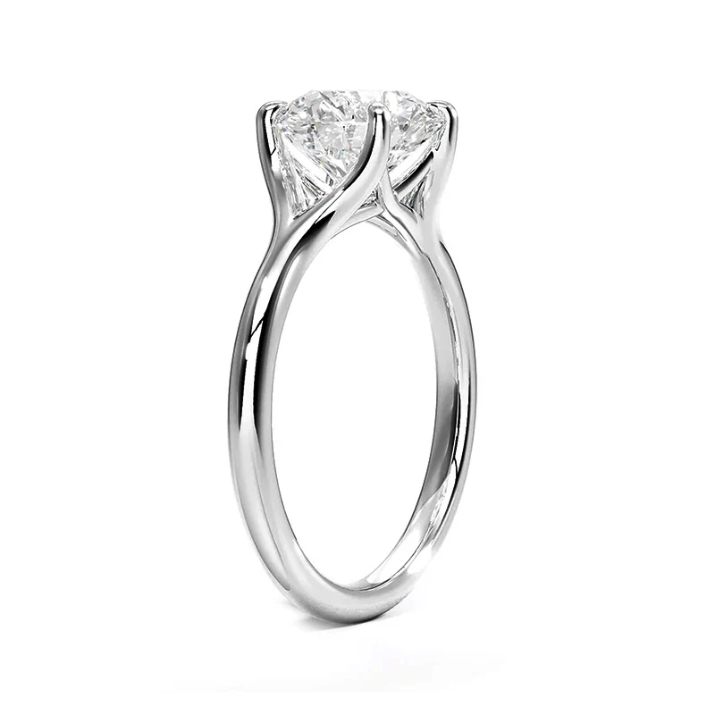 Solitaire Round Moissanite Petite Split Shank Engagement Ring - Image 2