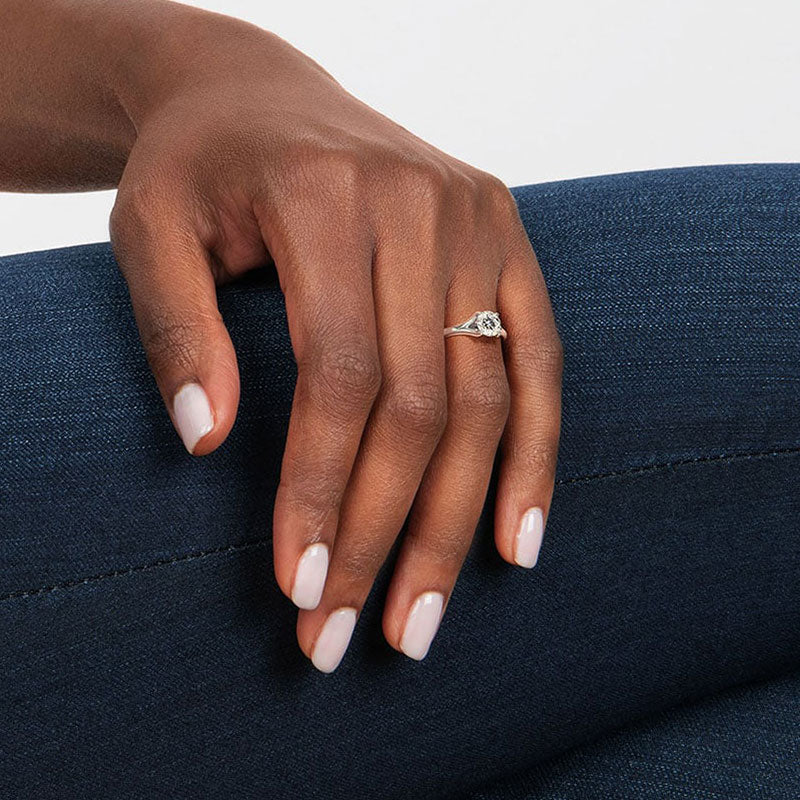 Solitaire Round Moissanite Petite Split Shank Engagement Ring - Image 4