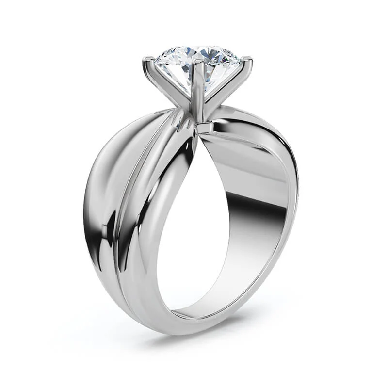 Solitaire Round Moissanite Pinched Bow Shaped Engagement Ring - Image 2