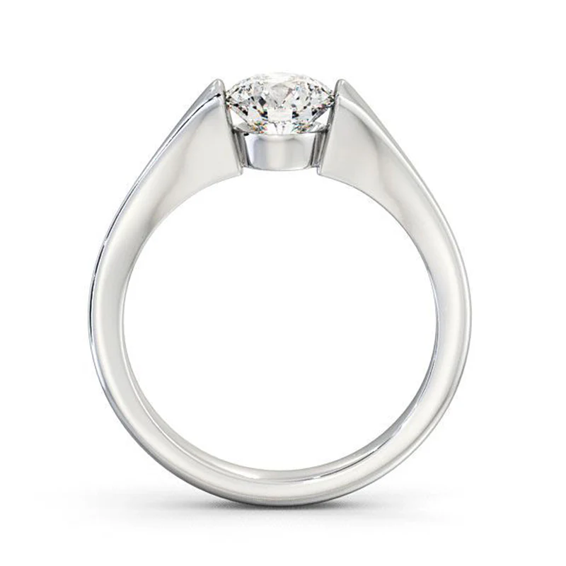 Solitaire Tension Set Moissanite Engagement Ring - Image 3