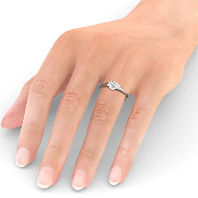 Solitaire Tension Set Moissanite Engagement Ring - Image 4