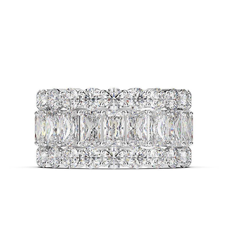 Stackable Square zirconia sterling silver Eternity Wedding Band Ring - Image 10