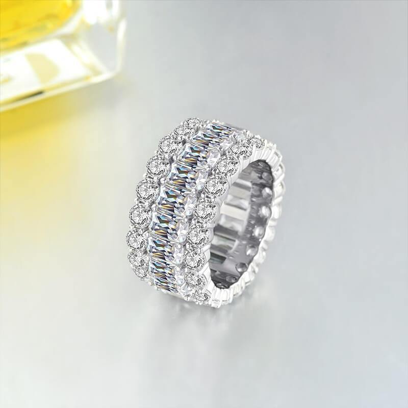 Stackable Square zirconia sterling silver Eternity Wedding Band Ring - Image 12