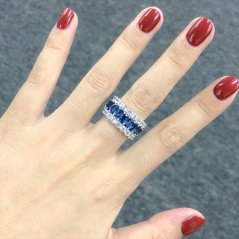 Stackable Square zirconia sterling silver Eternity Wedding Band Ring - Image 13