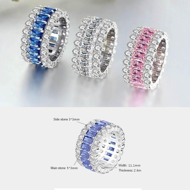 Stackable Square zirconia sterling silver Eternity Wedding Band Ring - Image 4