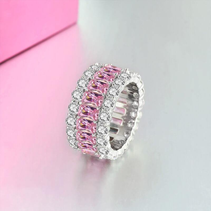 Stackable Square zirconia sterling silver Eternity Wedding Band Ring - Image 9